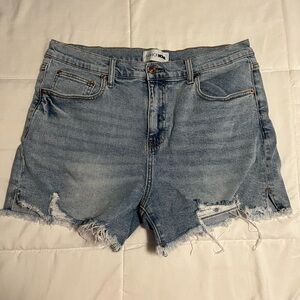 Fashion Nova Light Blue Distressed Denim Jean Shorts